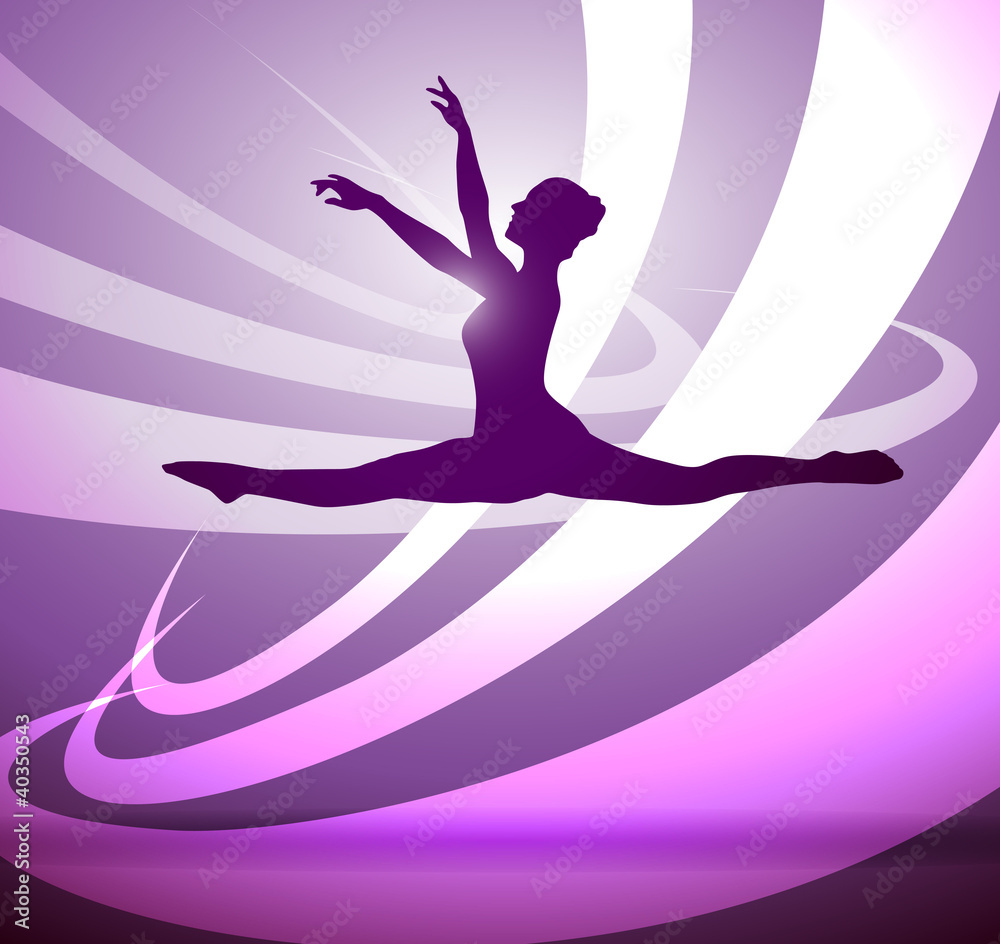 Obraz Kwadryptyk silhouettes gymnastics