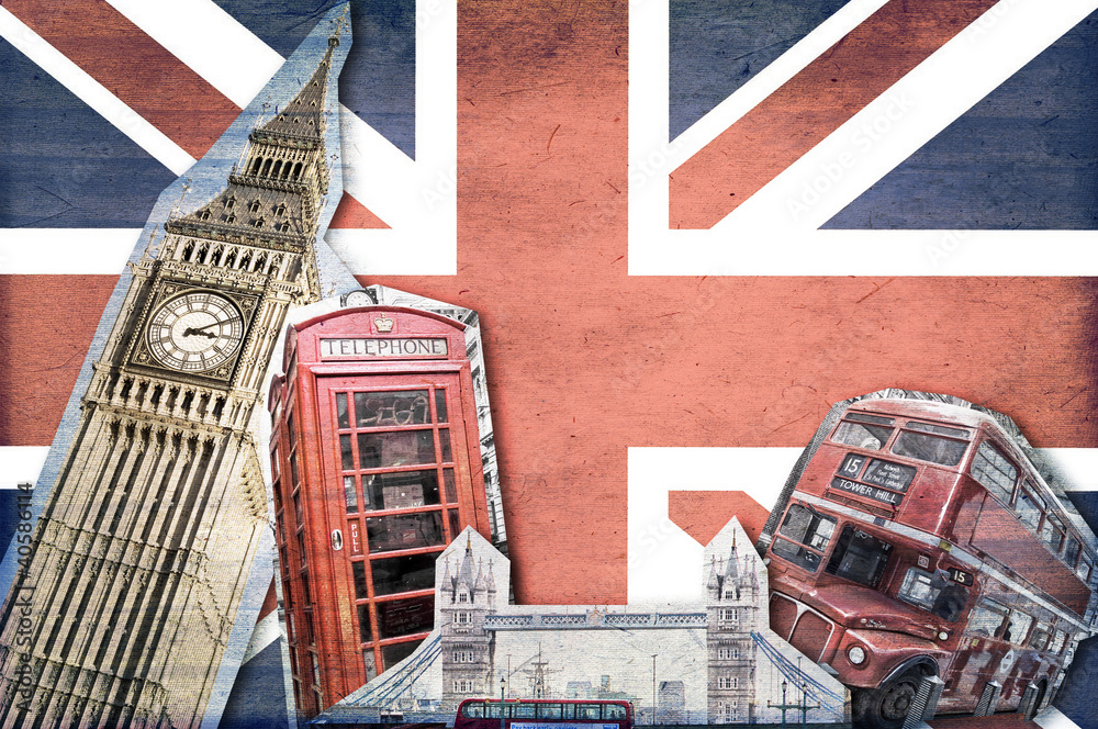 Obraz Kwadryptyk Collage Londre Union Jack
