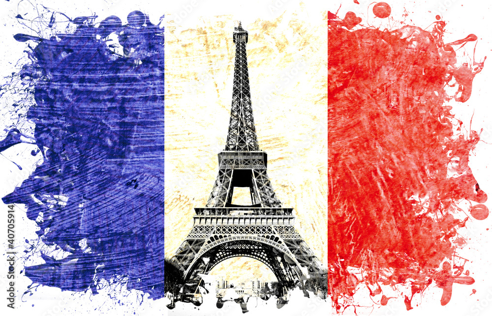 Fototapeta drapeau france paris tour