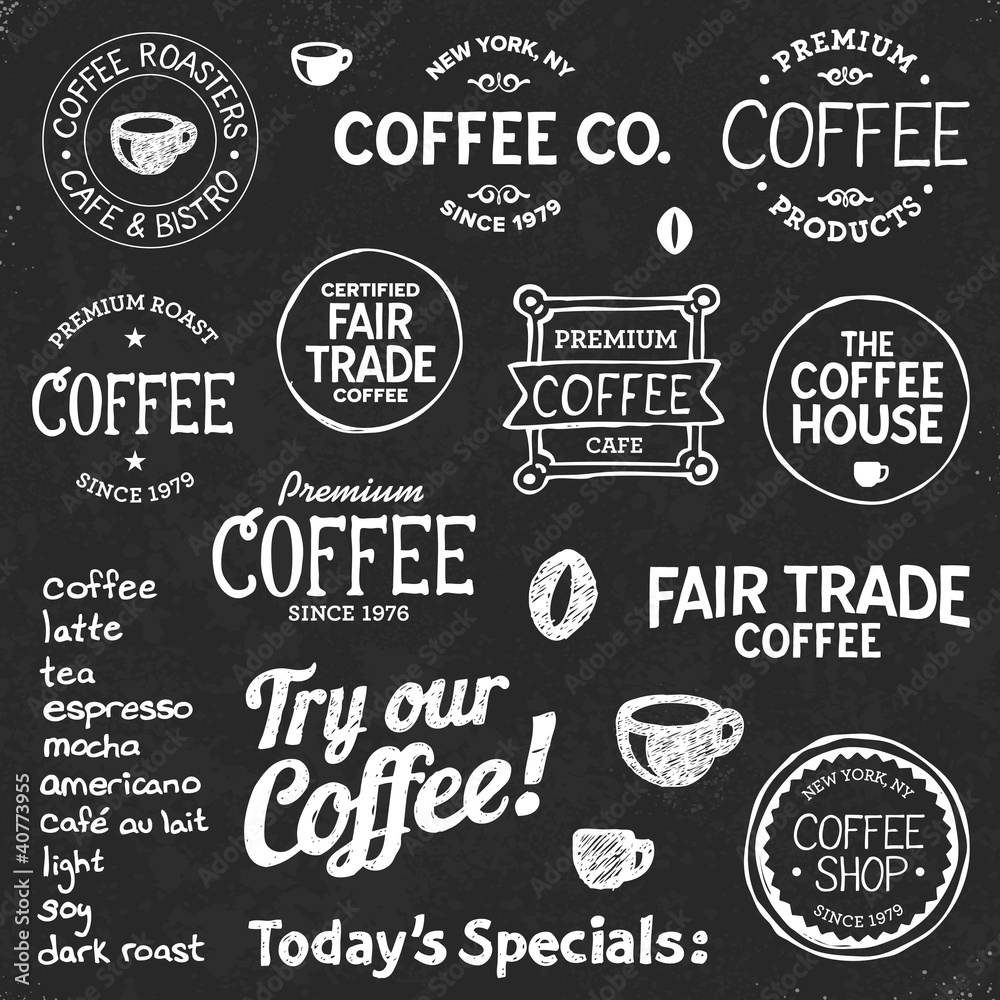 Obraz Dyptyk Coffee chalkboard text and