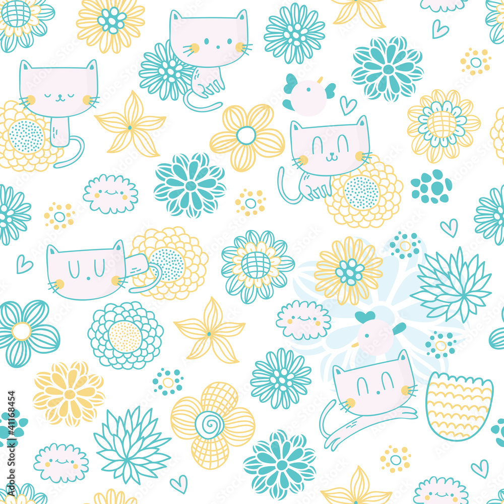 Obraz Tryptyk Cute seamless pattern with