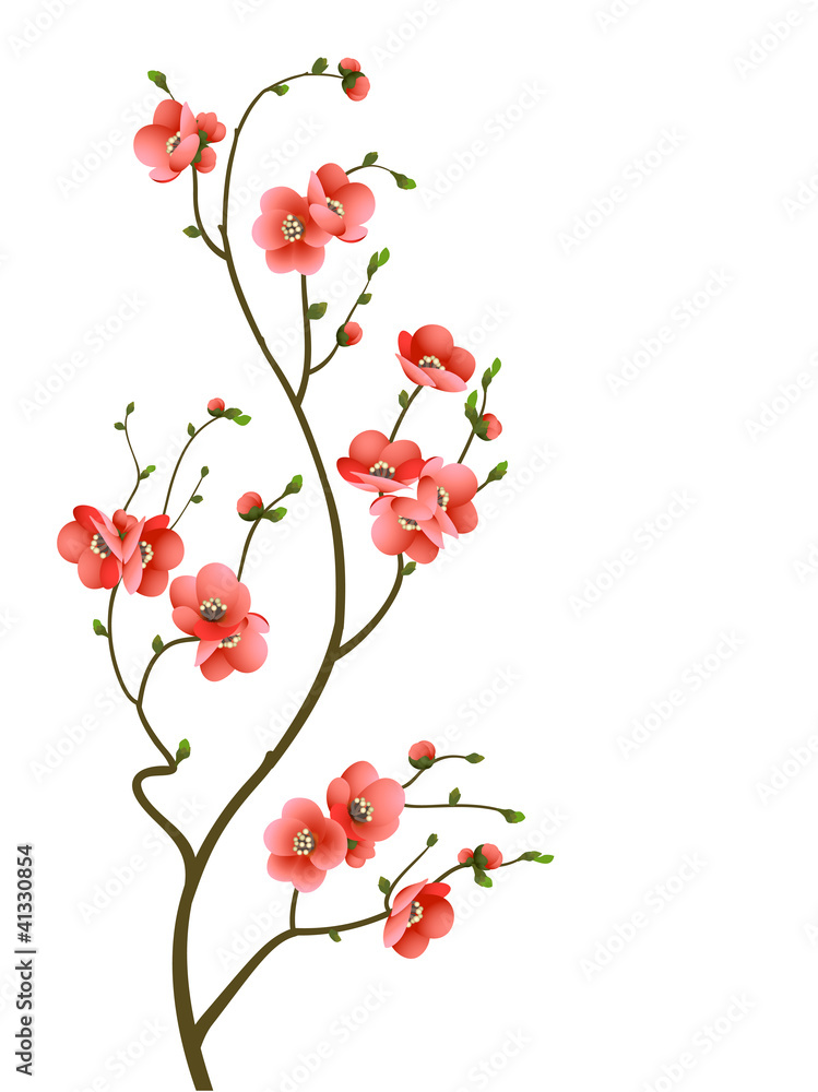 Obraz Kwadryptyk cherry blossom branch abstract