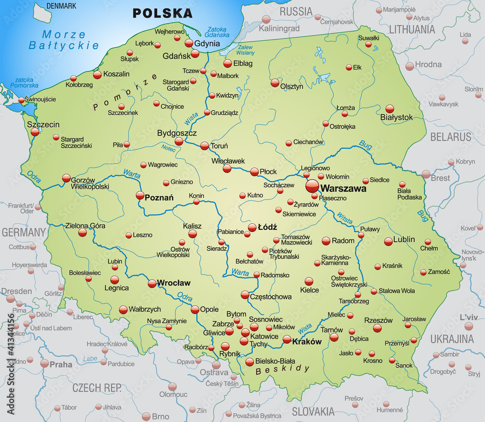 Fototapeta Landkarte von Polen mit