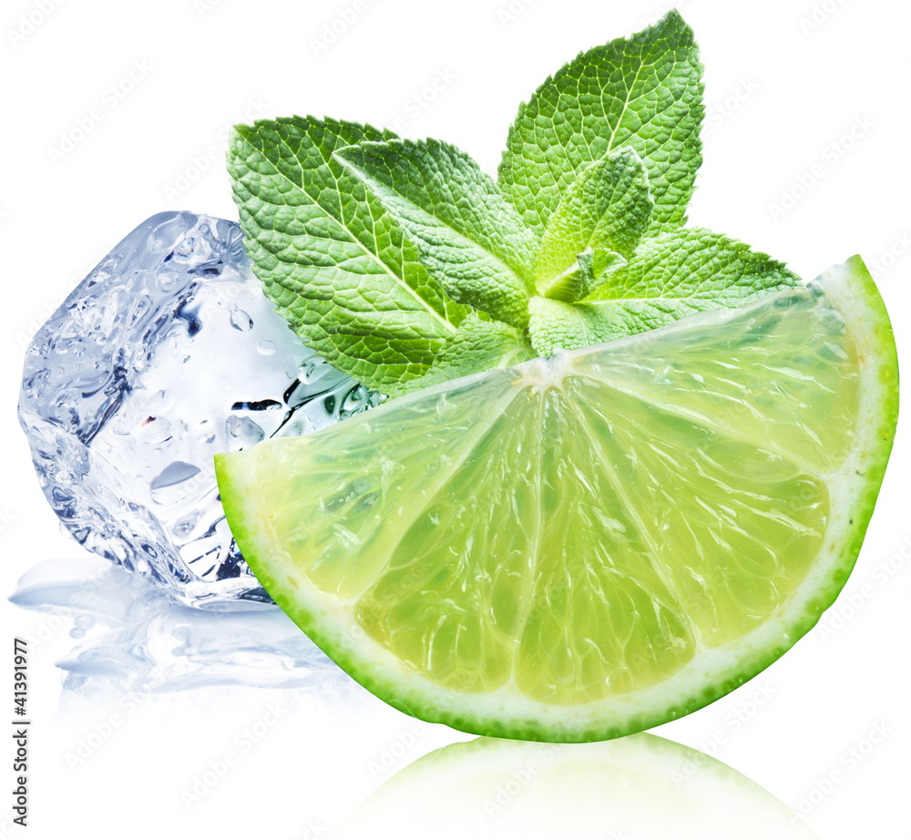 Obraz Kwadryptyk Lime, mint and ice cube