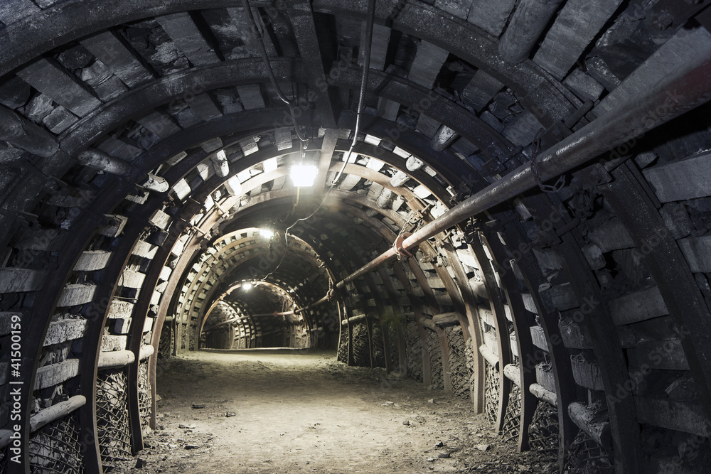 Fototapeta Underground tunnel in the coal