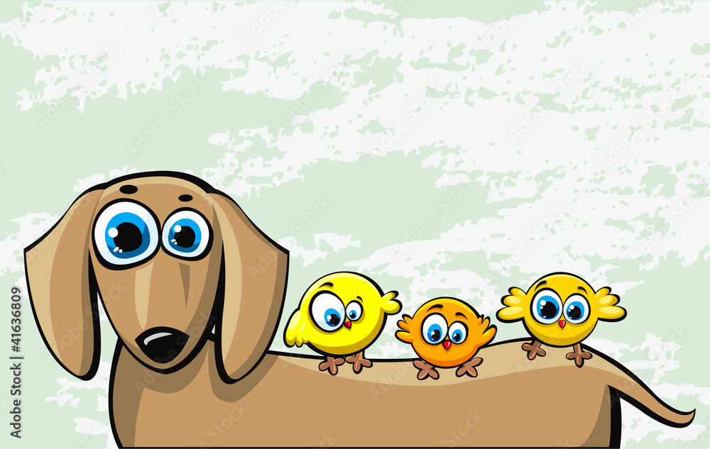 Obraz Tryptyk Funny cartoon dachshund dog