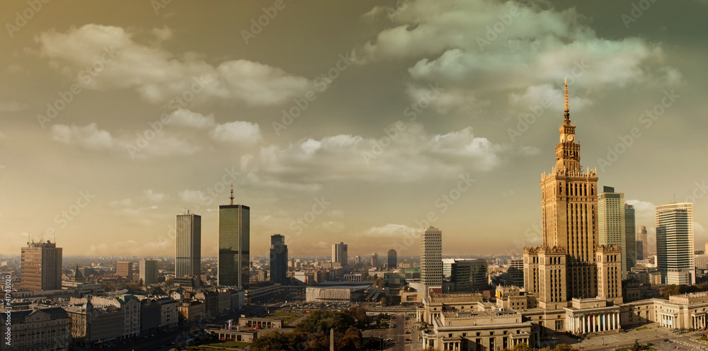Obraz Tryptyk Warsaw panorama