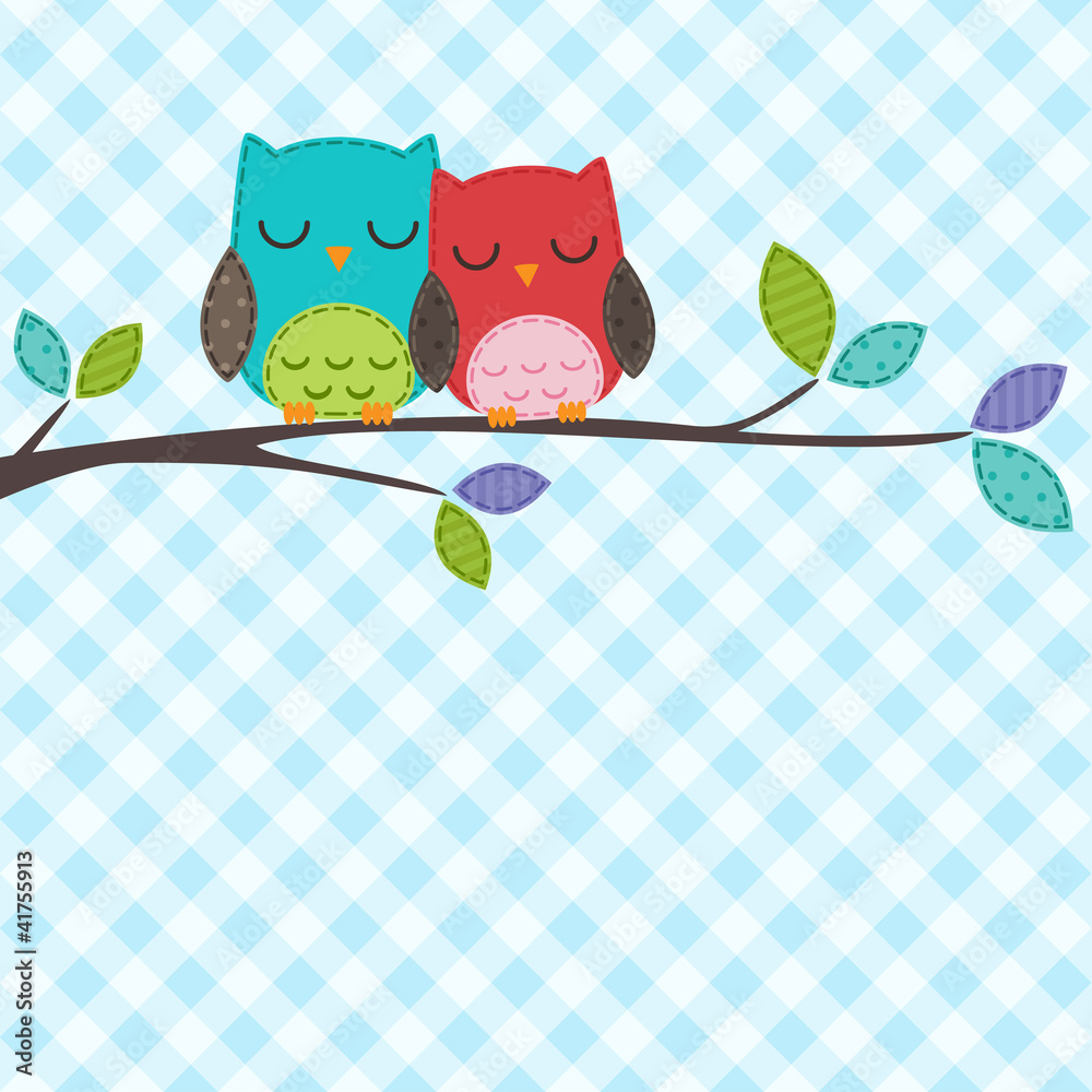 Obraz Tryptyk couple of owls