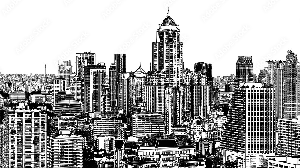 Fototapeta Panoramic view of modern