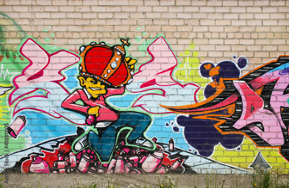 Fototapeta graffiti  on brick wall