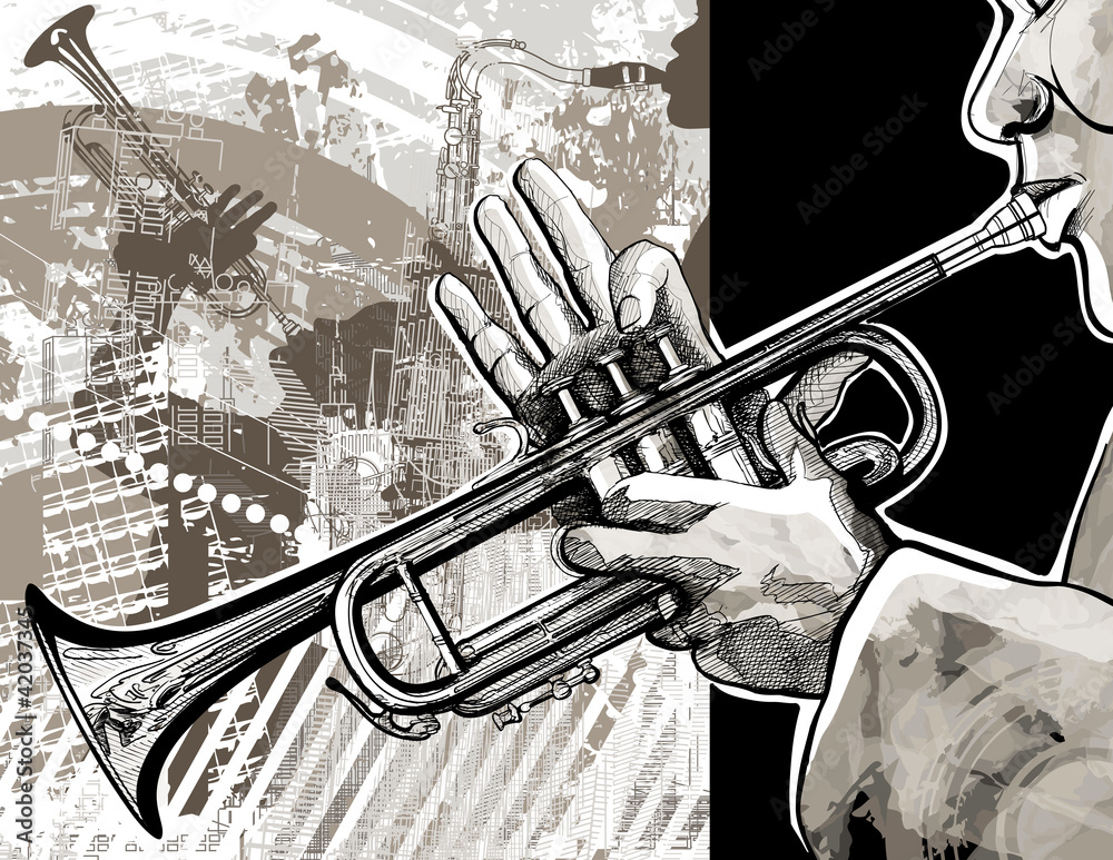 Obraz Kwadryptyk Trumpet player