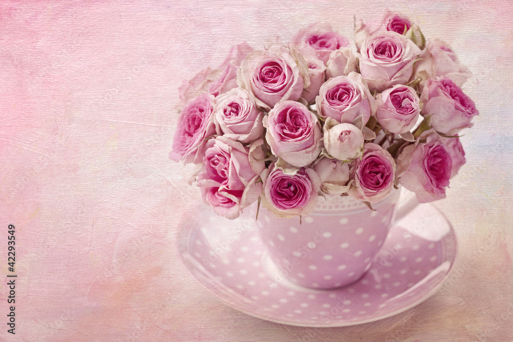 Obraz Tryptyk Pink vintage rose