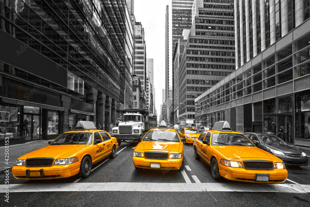 Obraz Pentaptyk TYellow taxis in New York