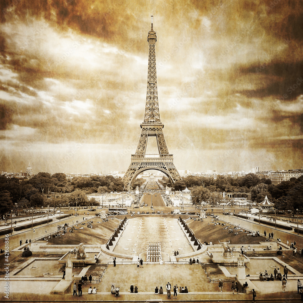 Obraz Tryptyk Eiffel tower from Trocadero