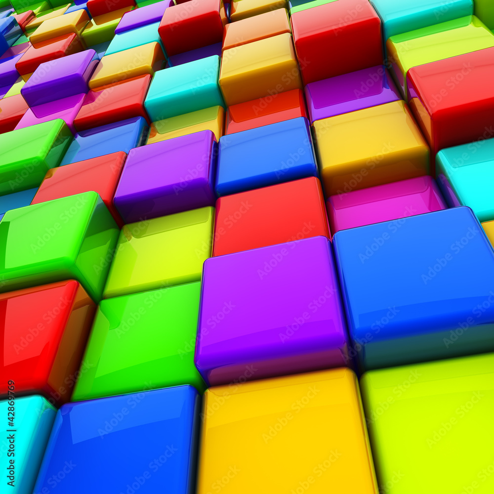 Fototapeta Multicolor 3D cubes abstract