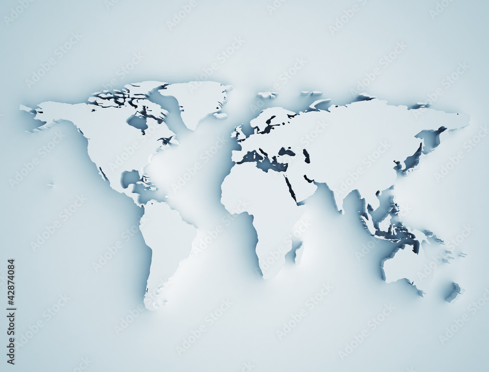 Obraz Pentaptyk World map 3D