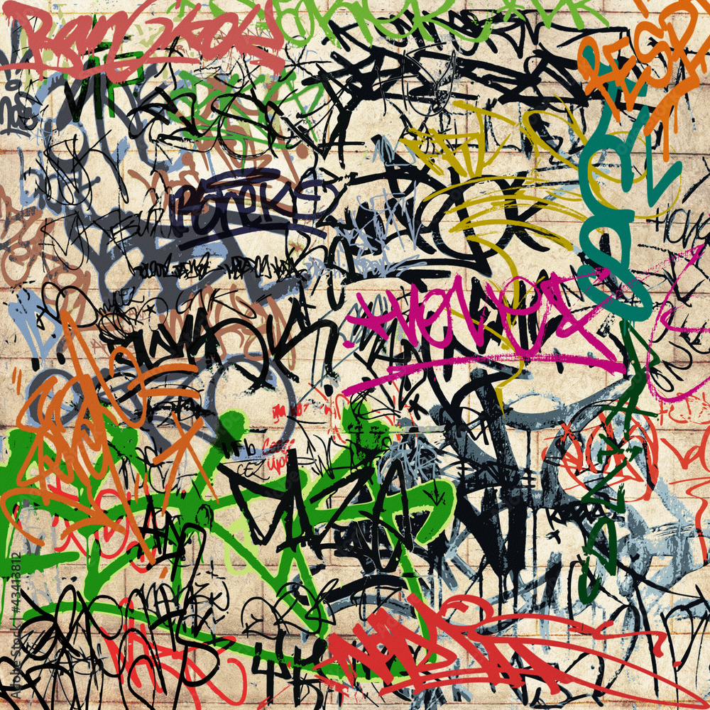 Obraz Pentaptyk A Wall with lots of Graffiti