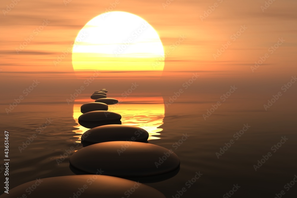 Obraz na płótnie Zen path of stones in sunset