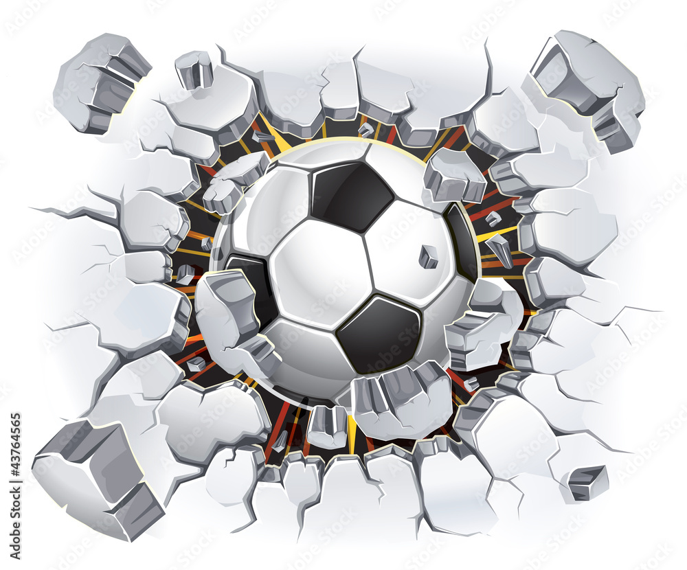 Obraz Pentaptyk Soccer ball and Old Plaster