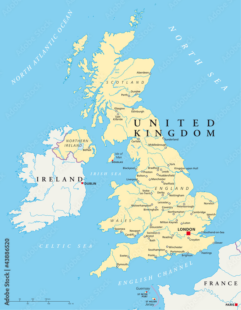 Fototapeta United Kingdom political map