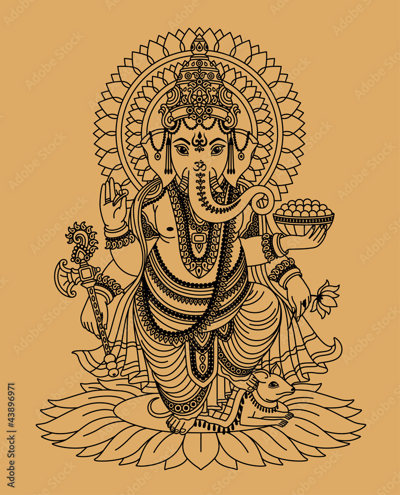 Obraz Tryptyk Indian god Ganesha