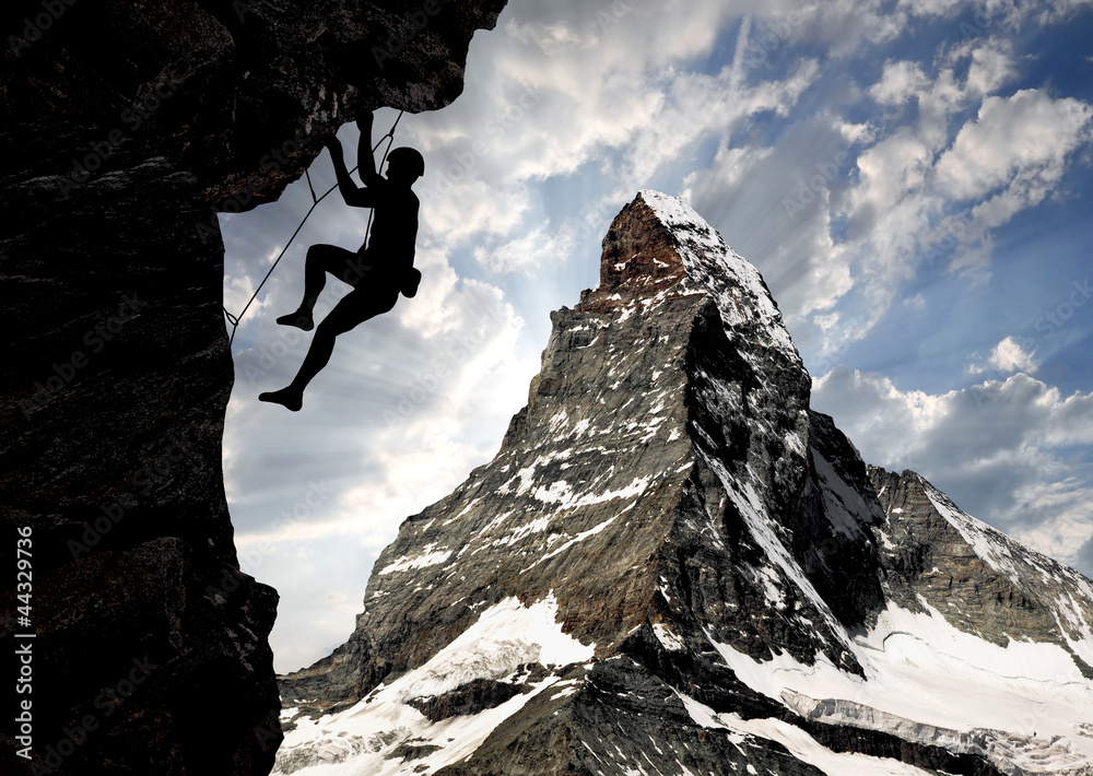 Obraz Tryptyk climbers in the Swiss Alps