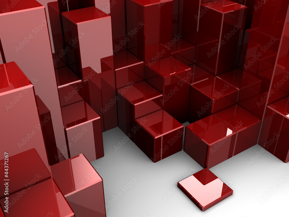 Obraz Pentaptyk Red cubes