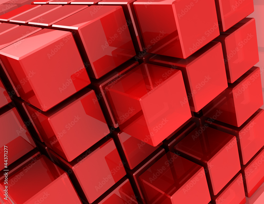 Obraz Pentaptyk Red cubes