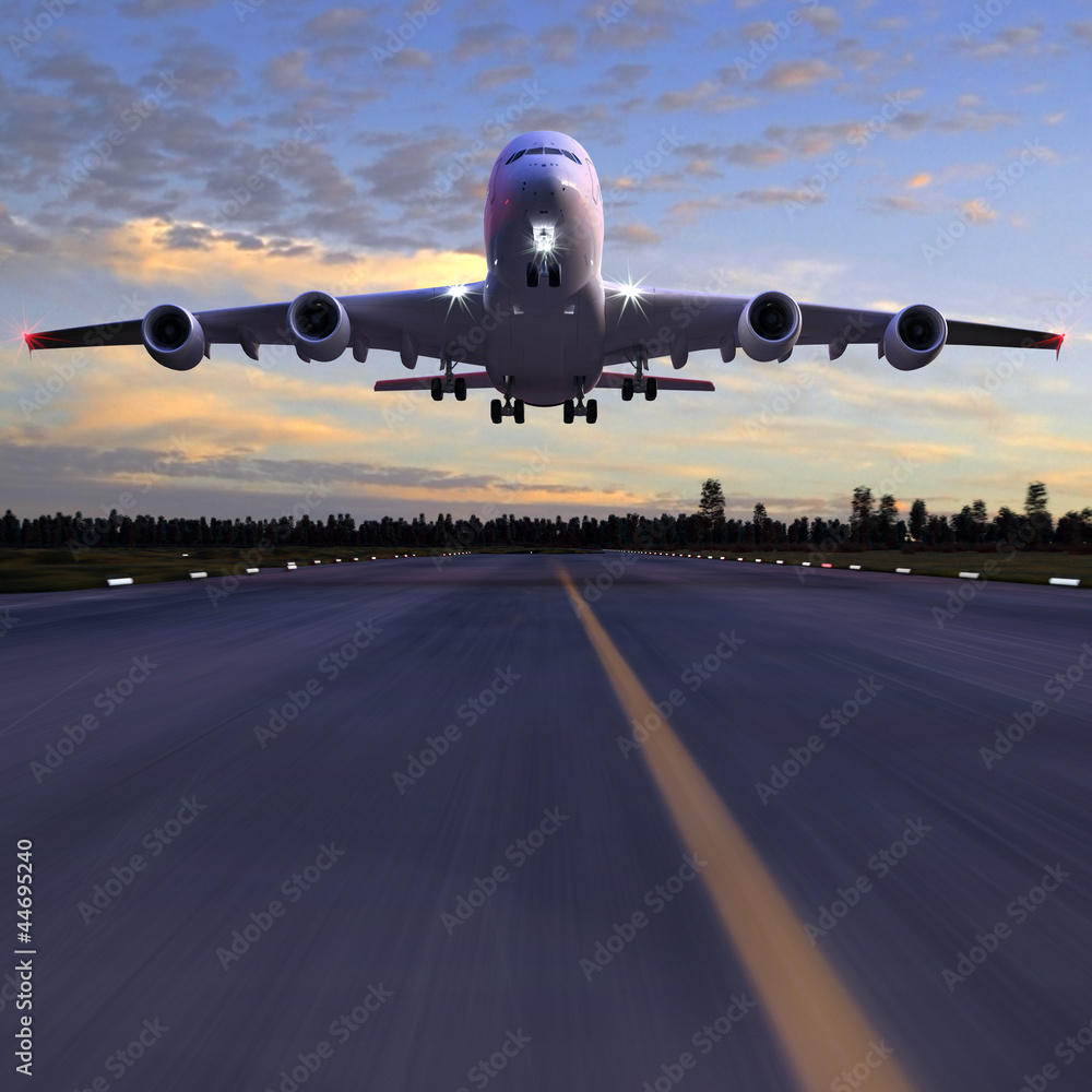Fototapeta airplane landing 3D