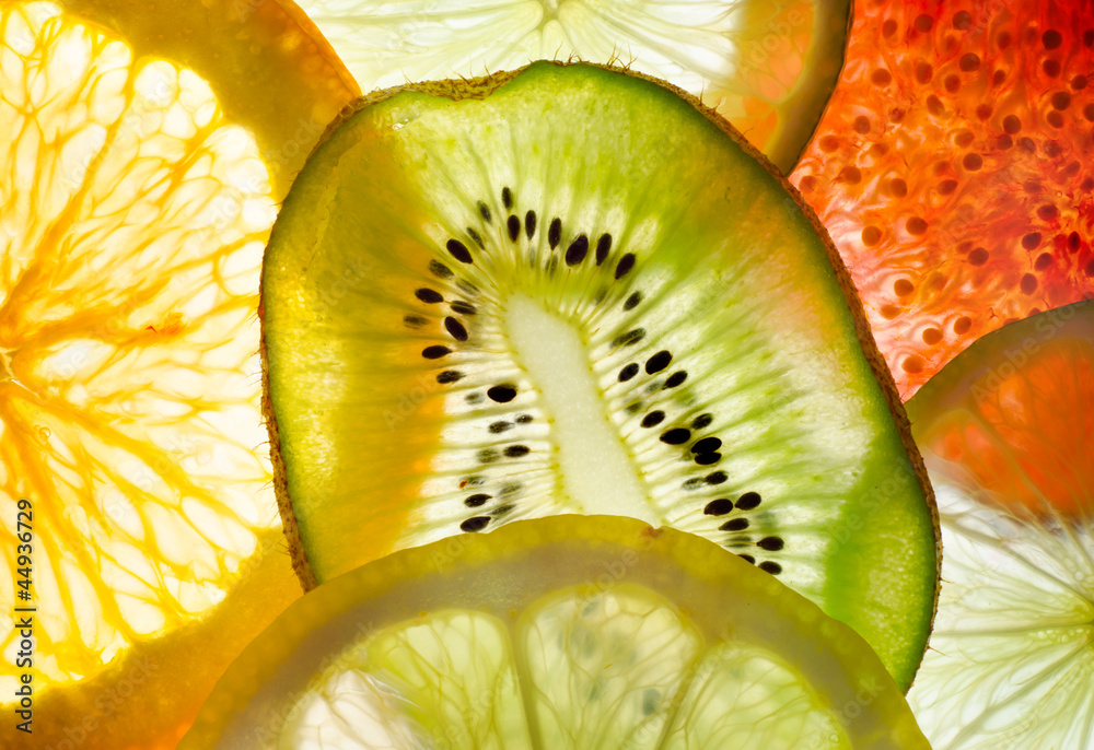 Obraz Pentaptyk fruit mix (fig, lime, lemon,