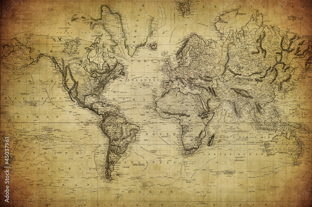 Obraz Pentaptyk vintage map of the world
