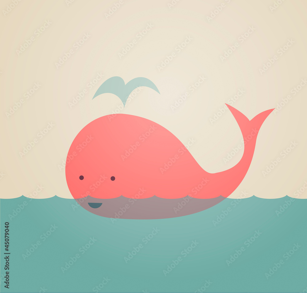 Obraz Pentaptyk Cute Whale