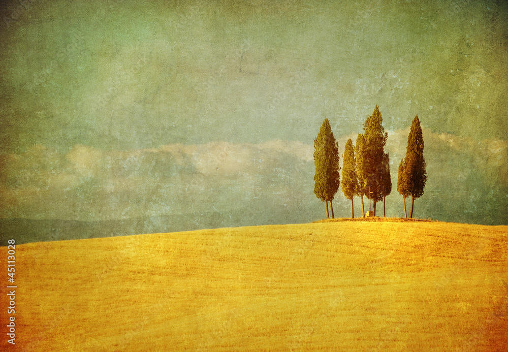 Obraz Tryptyk vintage tuscan landscape