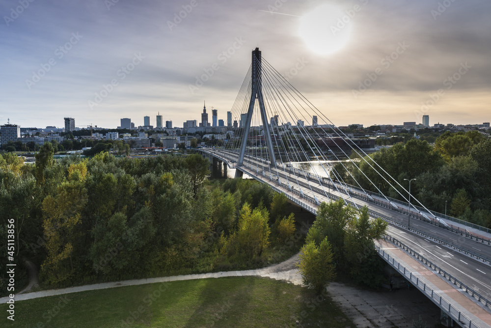 Fototapeta Panorama of Warsaw in Poland