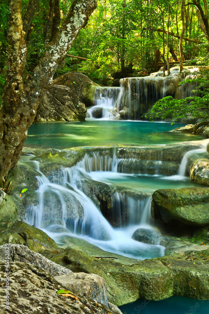 Obraz Pentaptyk Erawan Waterfall in