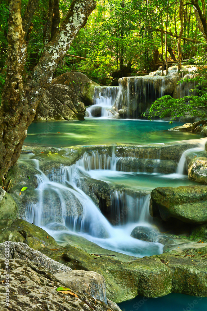 Obraz Tryptyk Erawan Waterfall in