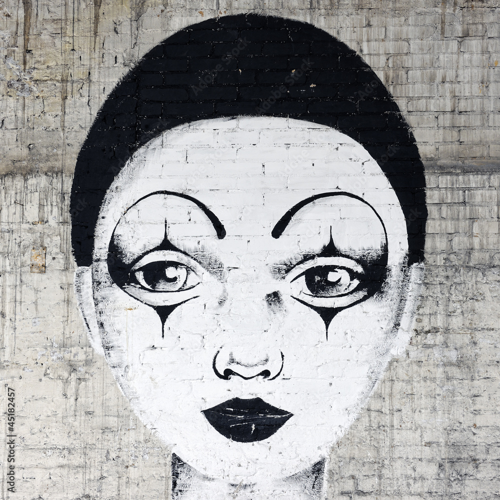 Obraz Pentaptyk White faced clown graffiti on