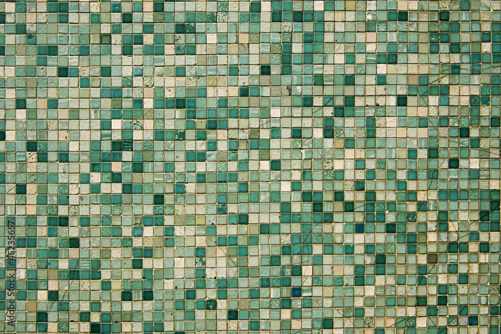 Obraz Tryptyk Small green mosaic tiles