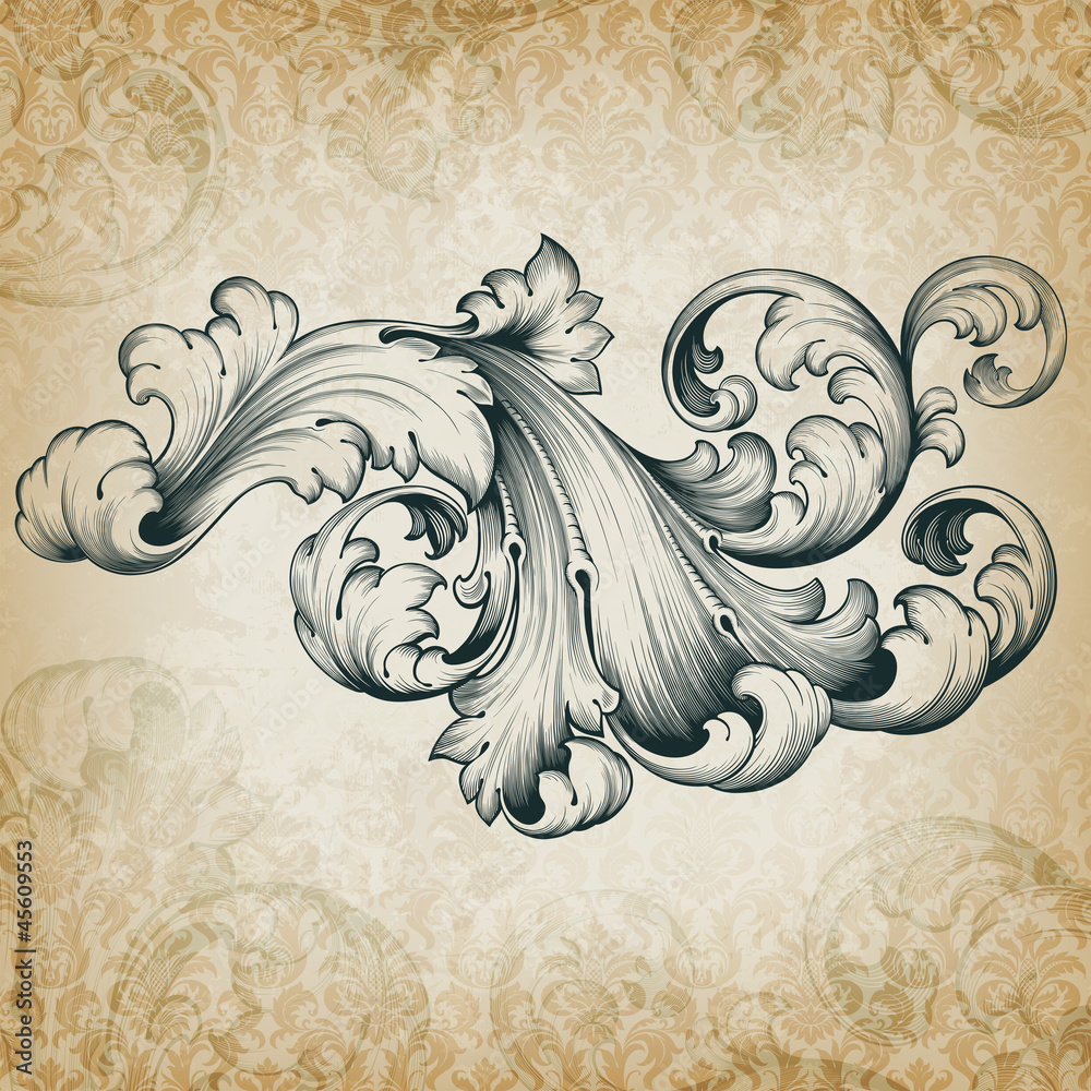 Obraz Tryptyk Vector vintage baroque floral