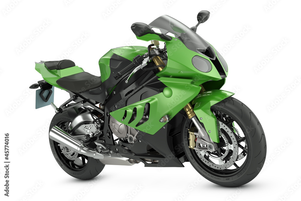 Obraz Tryptyk Green Sport Motorcycle