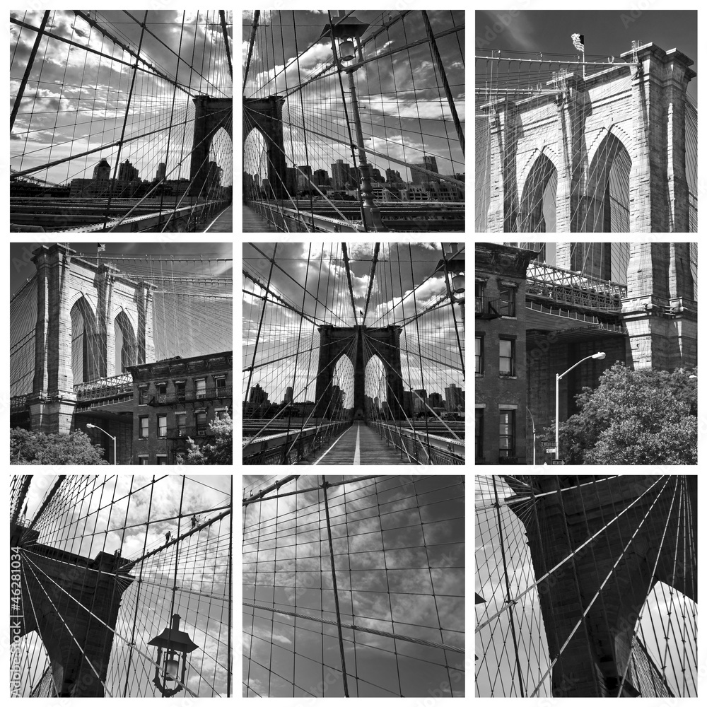 Fototapeta Collage Pont de Brooklyn noir