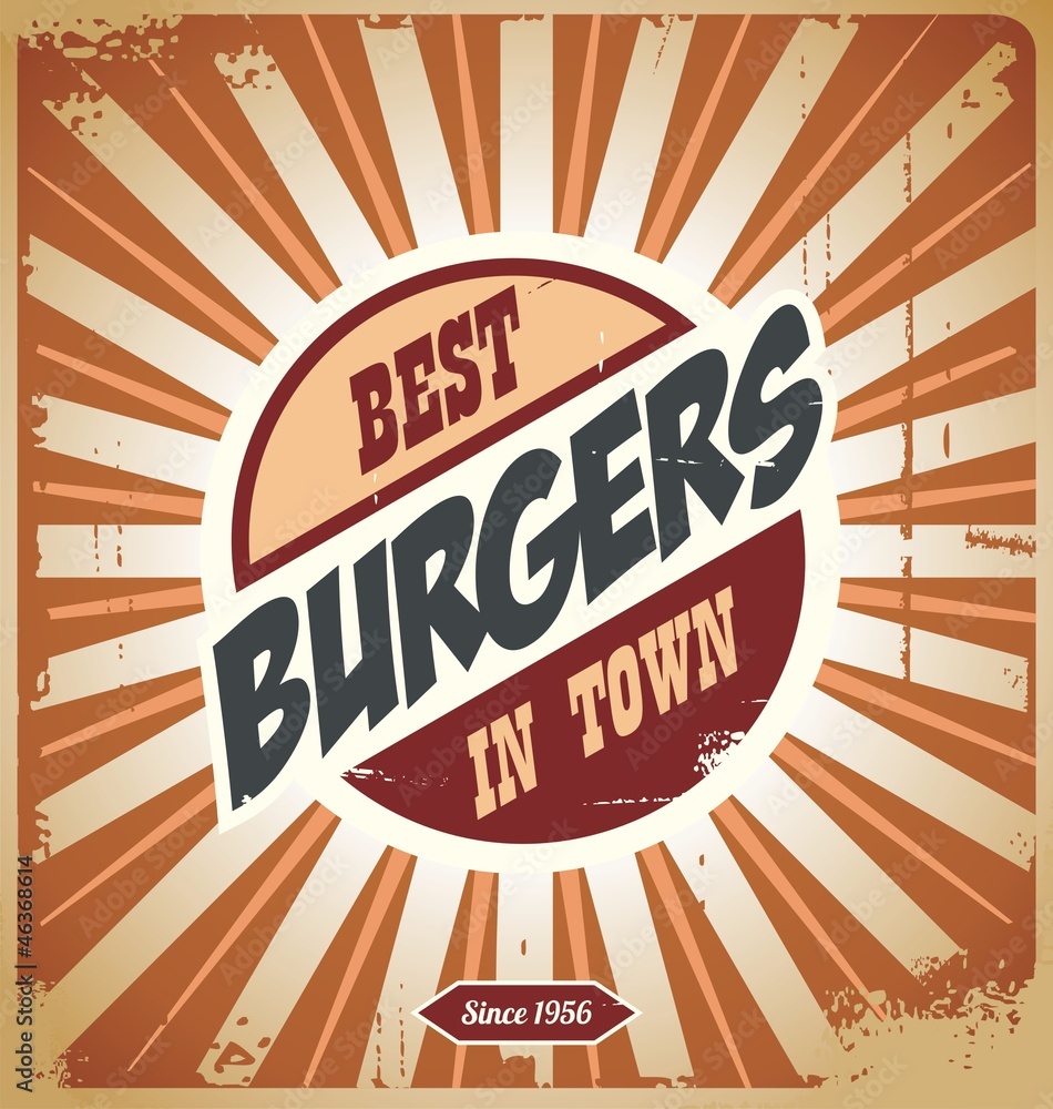 Obraz Kwadryptyk Retro burger sign, vintage
