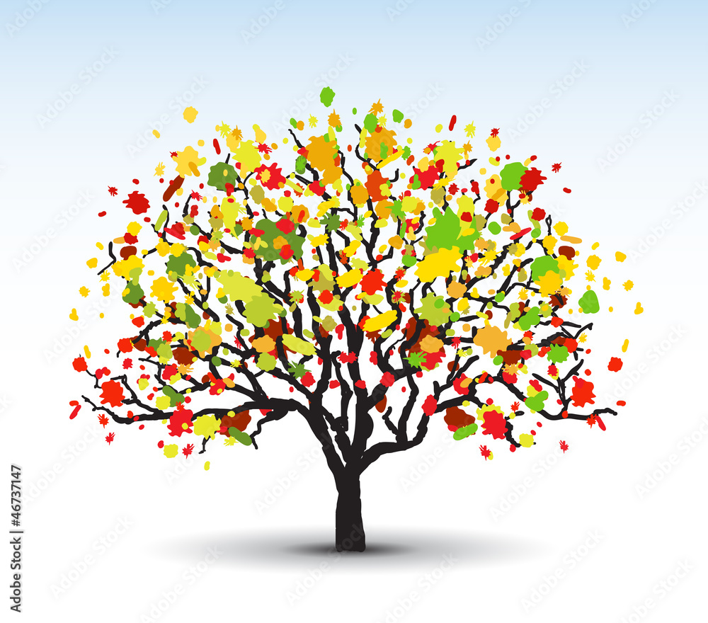 Obraz Tryptyk stylized tree with autumn