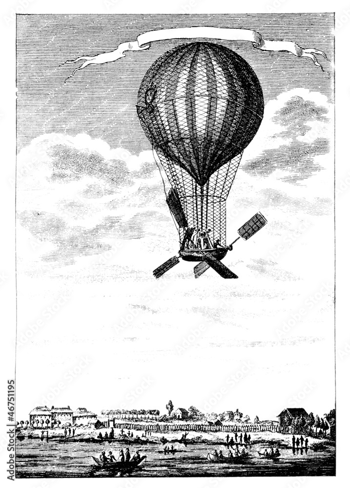 Obraz Kwadryptyk Aerostat - end 18th century