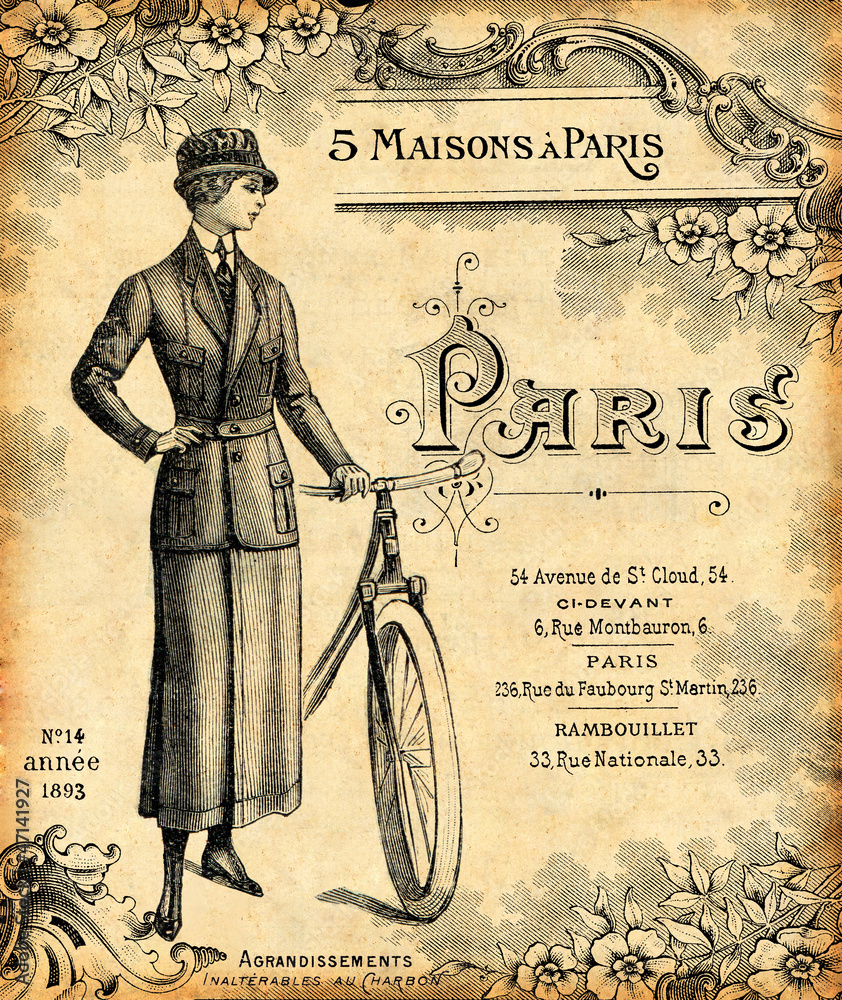 Obraz Pentaptyk Fond bicyclette 1900