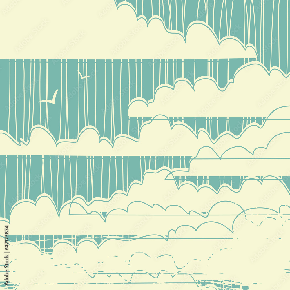 Obraz Tryptyk Retro grungy clouds background