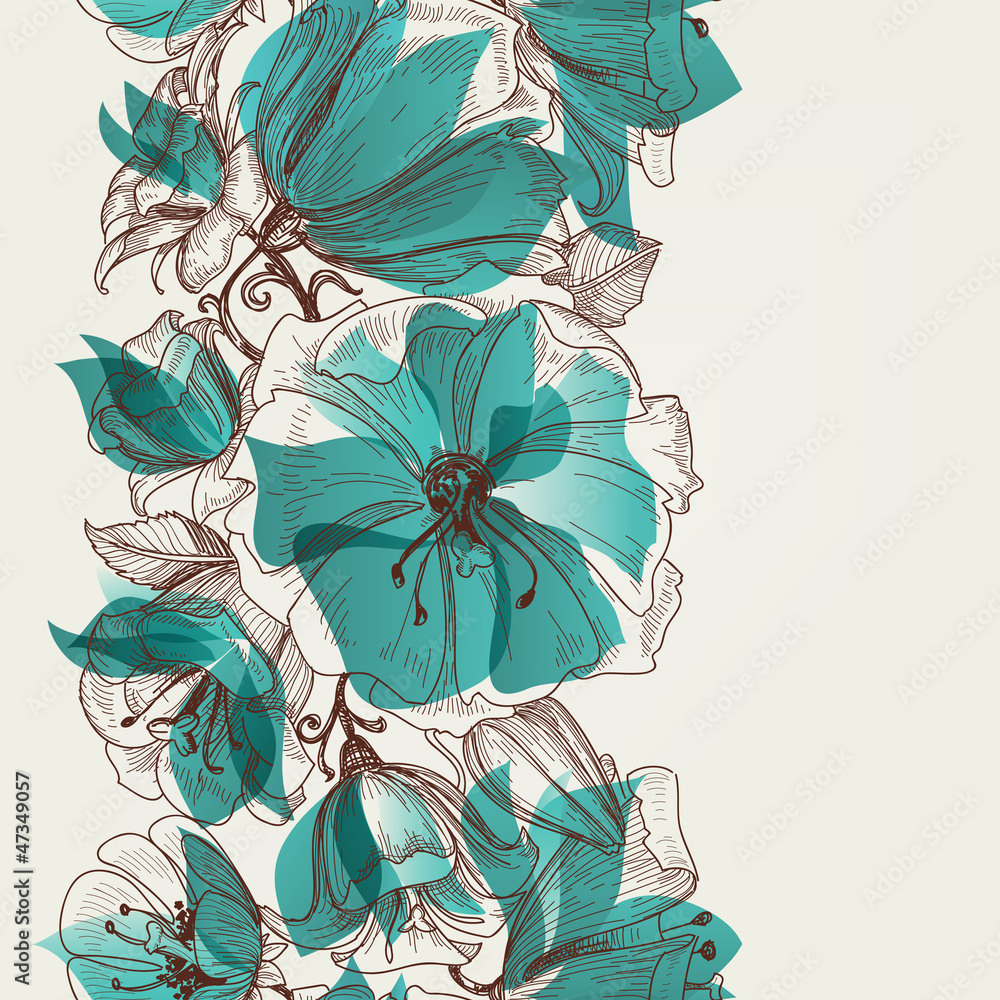Obraz Tryptyk Flower seamless pattern vector