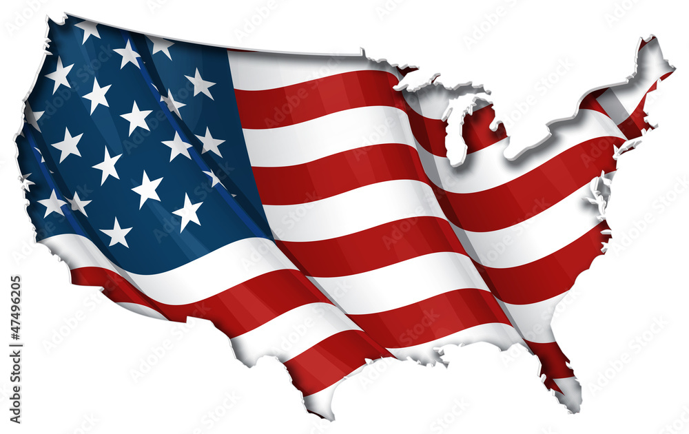 Fototapeta US Flag-Map Inner Shadow