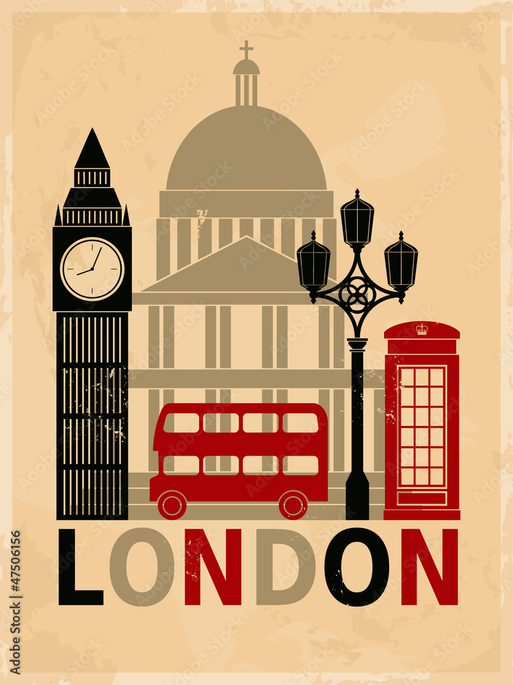 Obraz Pentaptyk Vintage London Poster