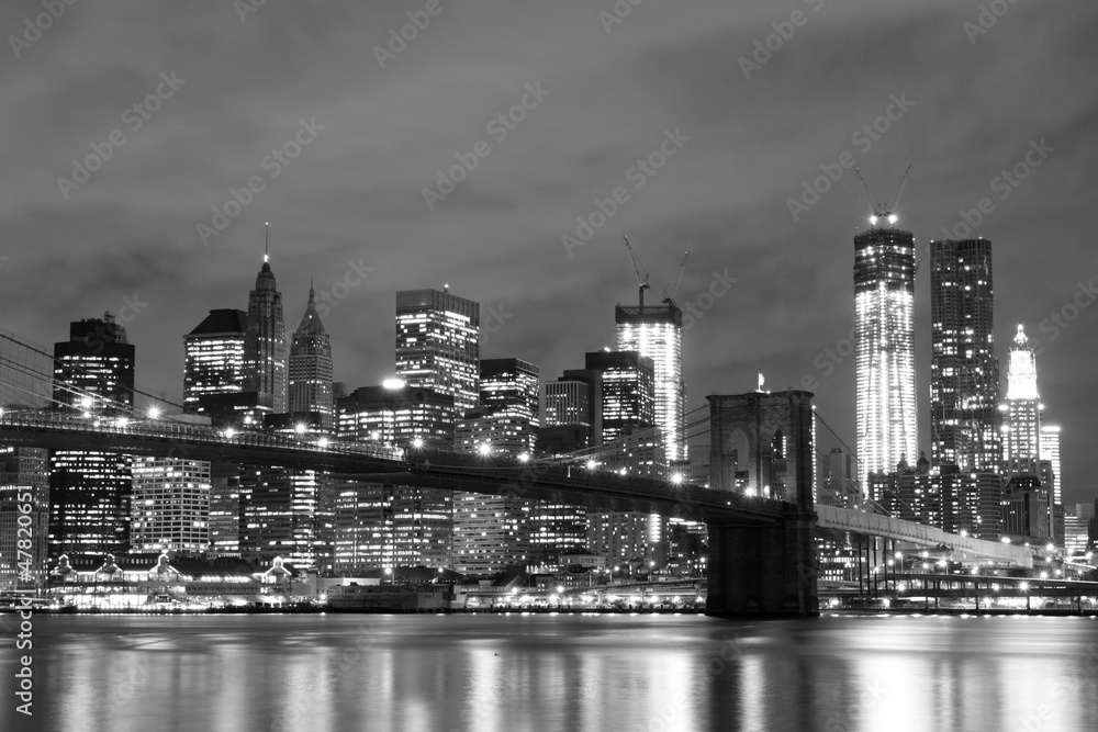 Obraz Tryptyk Brooklyn Bridge and Manhattan